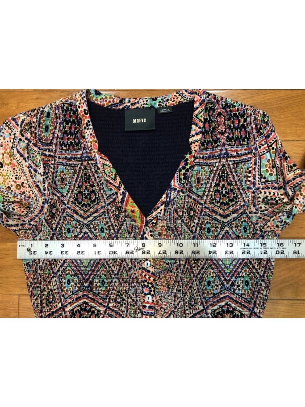 Maeve Anthropologie Tiled Amethyst Smocked Dress Boho Cottagecore Size XS - Picture 8 of 12